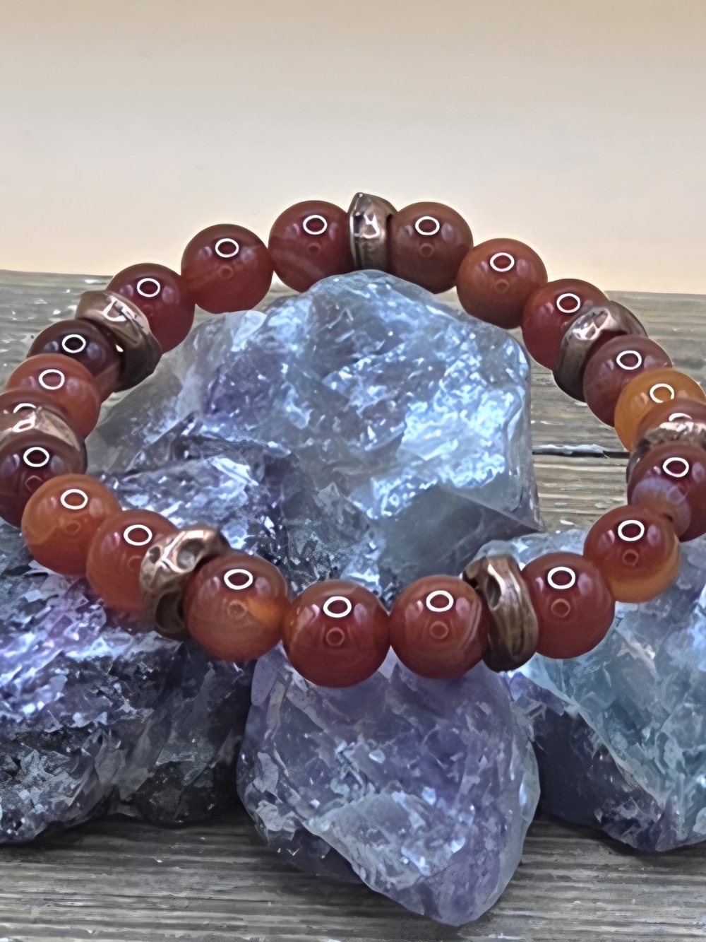 Carnelian and Copper Beaded Bracelet